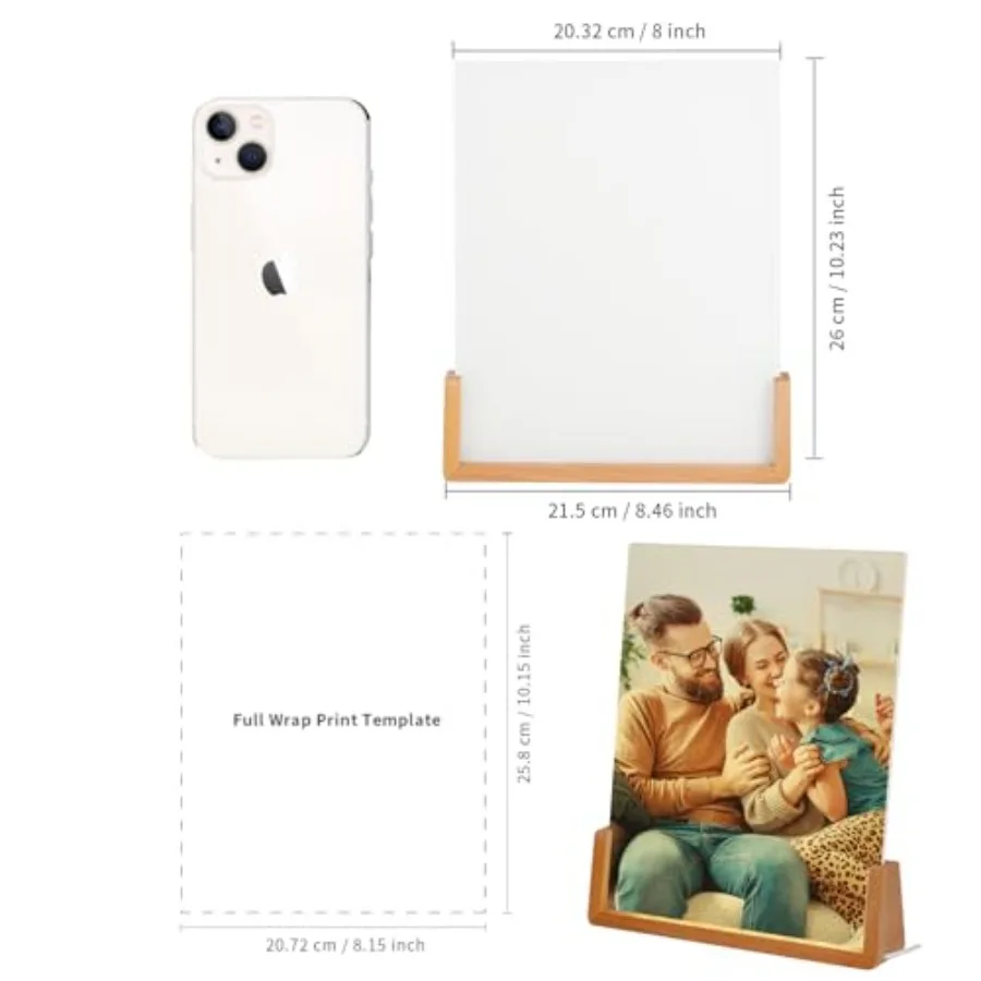 4 Pack Sublimation Night Lights Blanks LED Glass Photo Frames Panels White 8