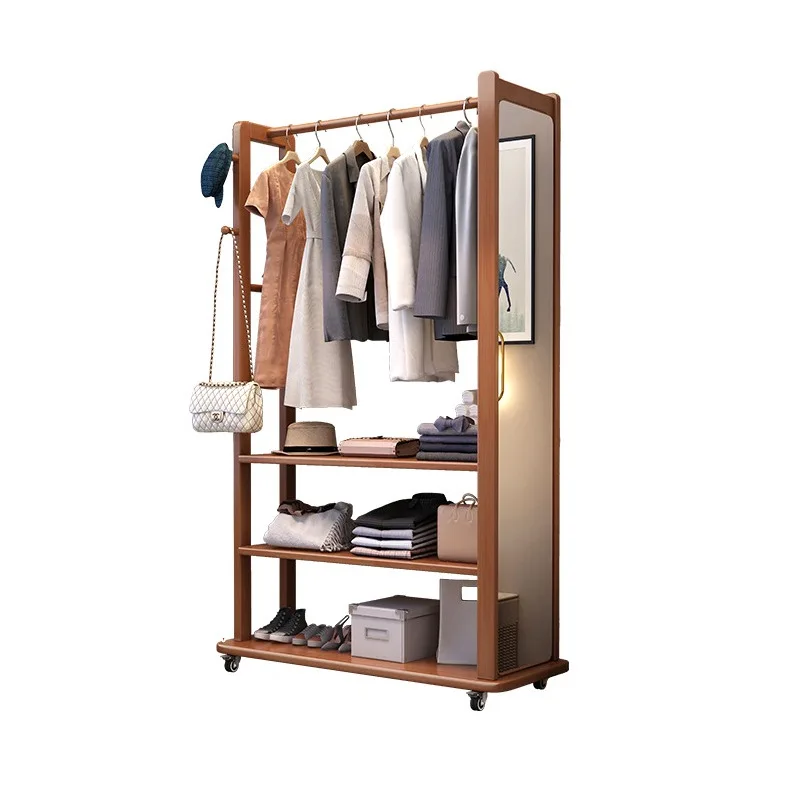 Full-length mirror coat rack integrated floor-to-ceiling bedroom home multi-functional storage hanger full-length mirror
