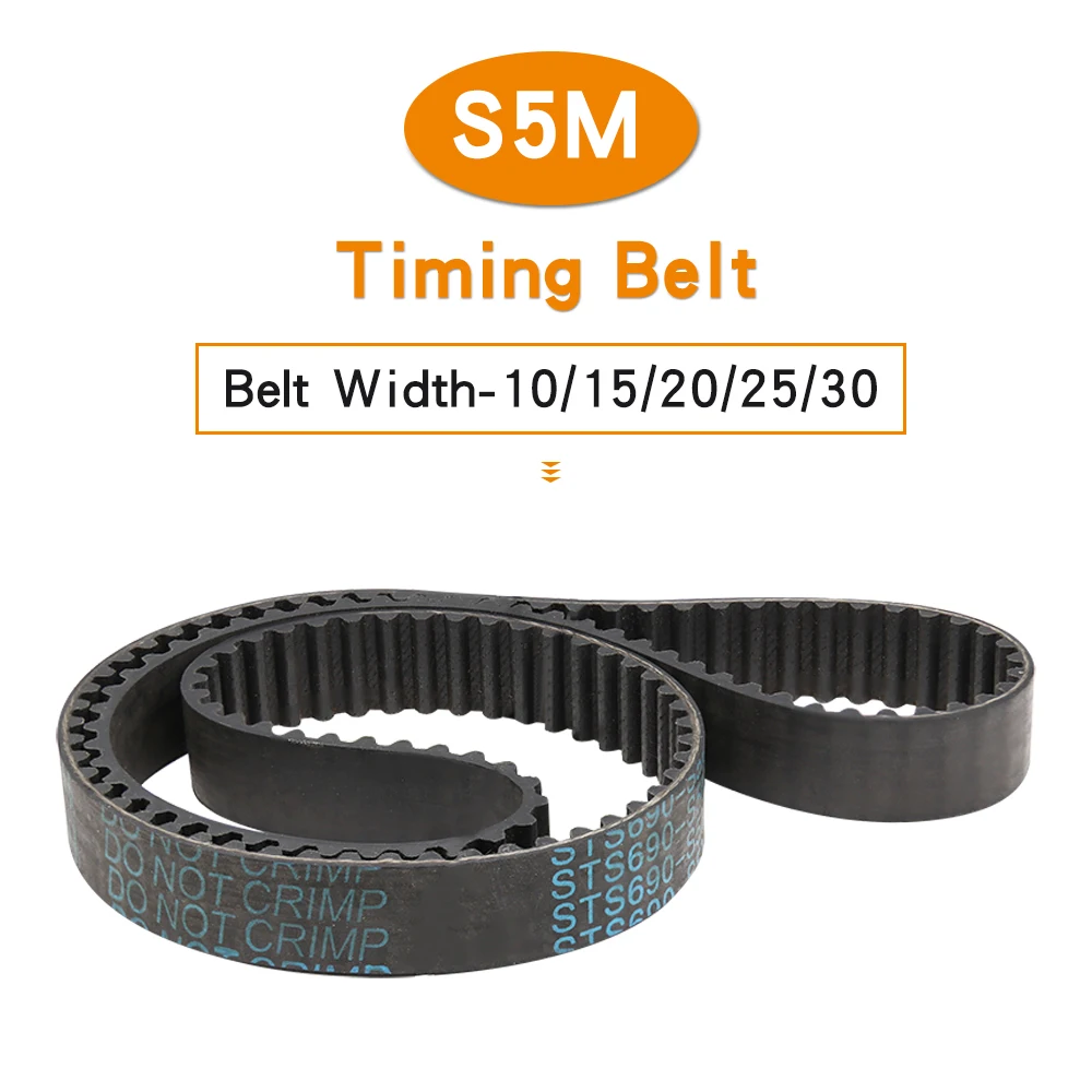 

Pulley Belt S5M-675/680/685/690/695/700/710/725/730/740/750 Rubber Transmission Belts Width 10/15/20/25/30 mm For 5M Belt Pulley