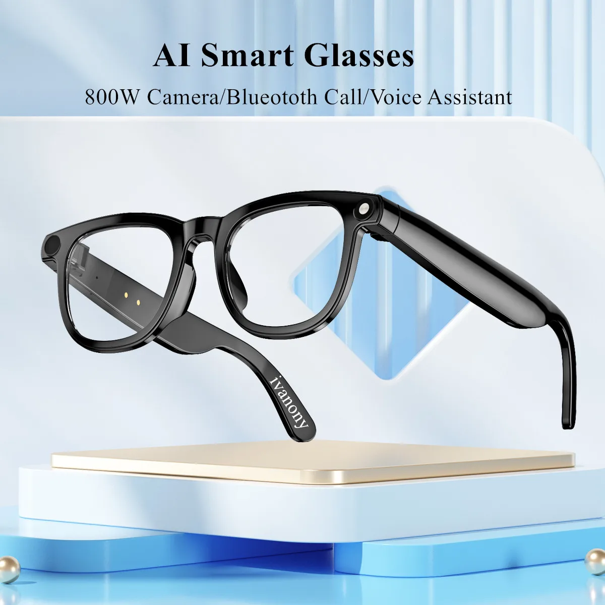 Умные очки, видеокамера, 800 Вт, 1080P, HD, антивибрационная съемка, Bluetooth-вызов, AI, передача диалога, распознавание изображений, очки