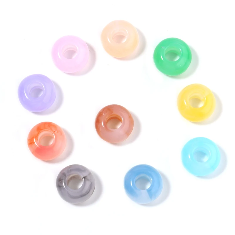 50 Stück Acryl-Perlen mit großem Loch, rund, zweifarbig, gemischt, lose Distanzperlen für Schmuckzubehör, DIY-Herstellung, Armband, Telefonkette