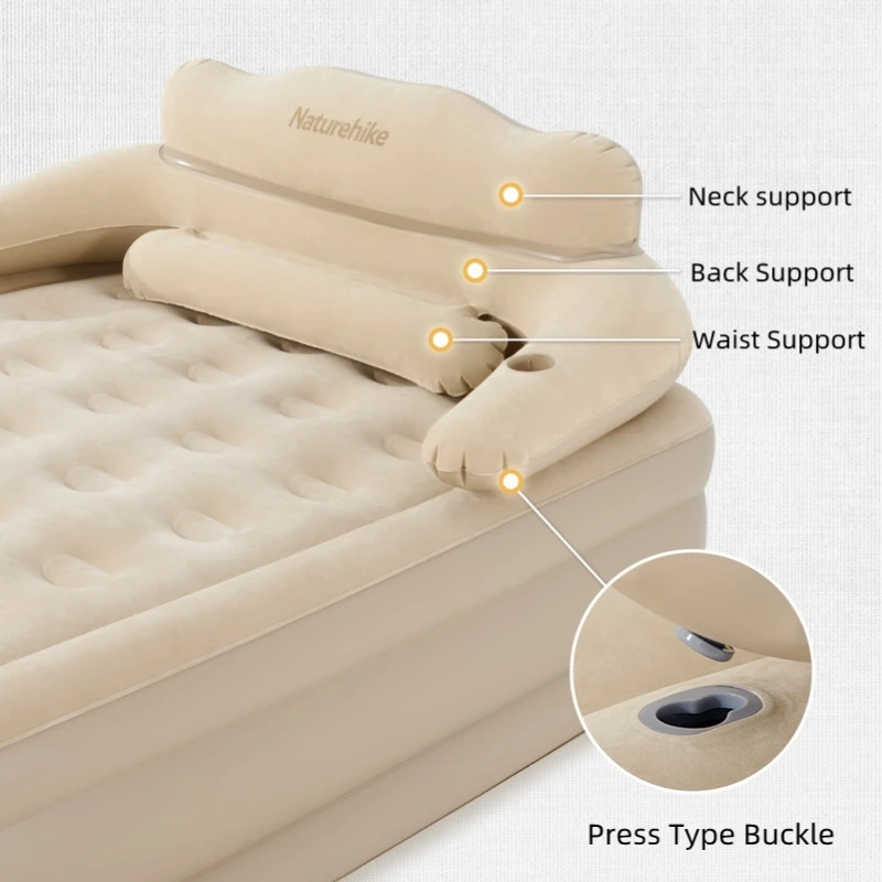 Naturehike Outdoor Camping Inflatable Double Bed Removable Backrest One-touch Inflatable Bed Luxury Thickening Inflating Cushion