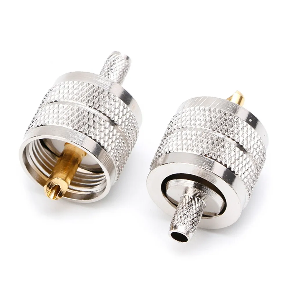 Imagem -02 - Uhf Pl259 Conectores de Friso Masculino para Rg58 Rg142 Lmr195 tipo Cabo Coaxial Adaptador 10 Peças