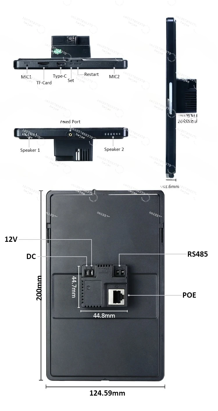 YC-SM08P 8-inch In-wall Industrial Android Tablet Support 86-size Box POE RJ45 WiFi