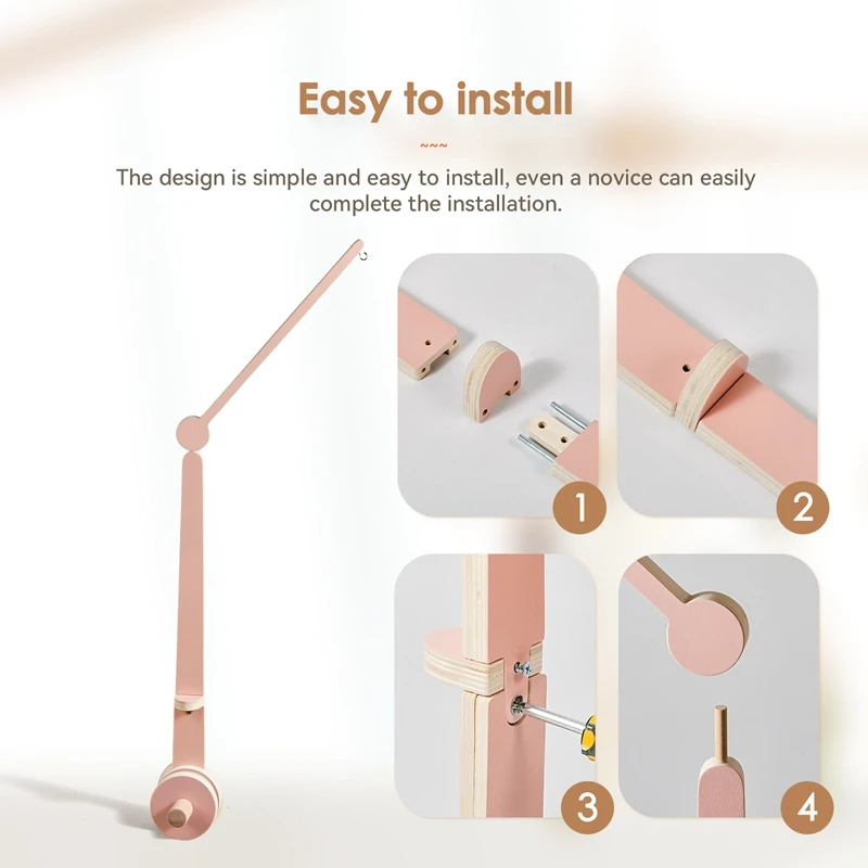 Soporte de campana de madera para bebé de 0 a 12 meses, soporte de campana para cama, móvil de madera, campana para cama de ganchillo para recién nacido, juguetes colgantes, sonajero para bebé