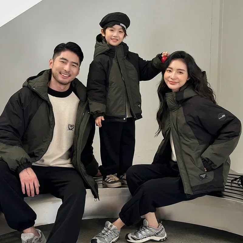 Family Matching Warm Clothes Son Father Quilted Jacket Parents and Children Clothing Daughter Mother Thick Padded Coat Winter