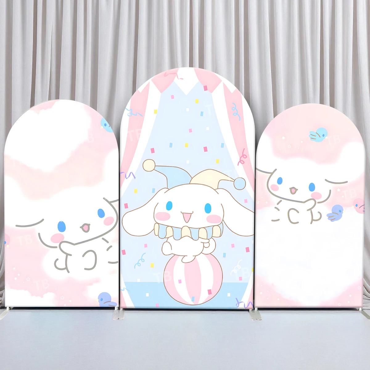

TB Pink Cinnamoroll Arch Backdrop Cover Sanrio for Girls Birthday Party Babyshower Photography Background Decor Elastic Fabric