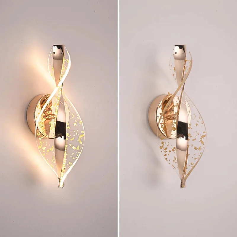 Nordic Creative LED Wall Lamp Ribbon Leaf Shape Modern Minimalist Wall Sconce 3 Color for Bedroom Staircase Hallway Living Room