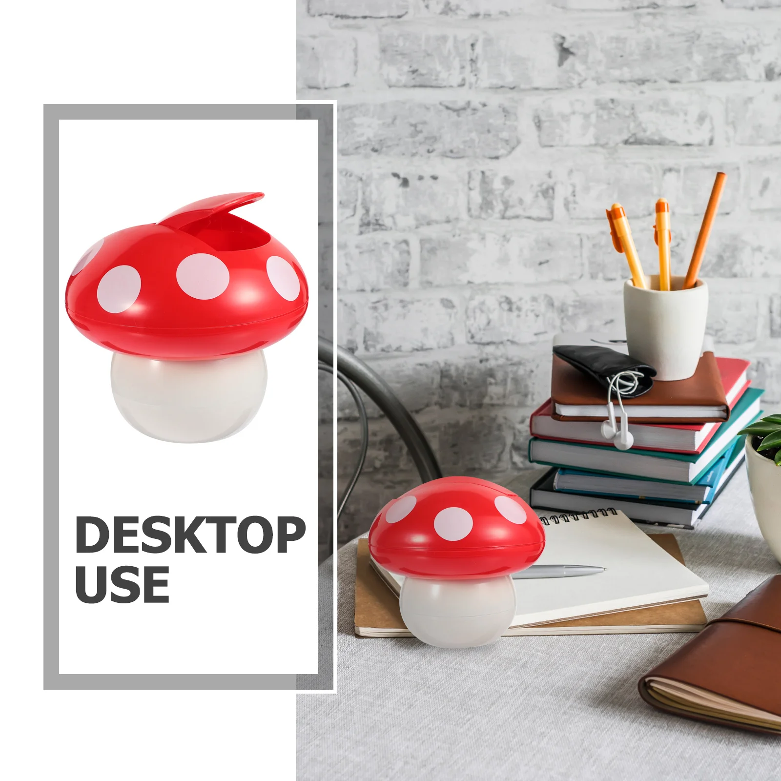 

Small Mushroom Waste Bucket with Lid Desktop Trash Can Decorative Mini Garbage Container for Office Table Living Room