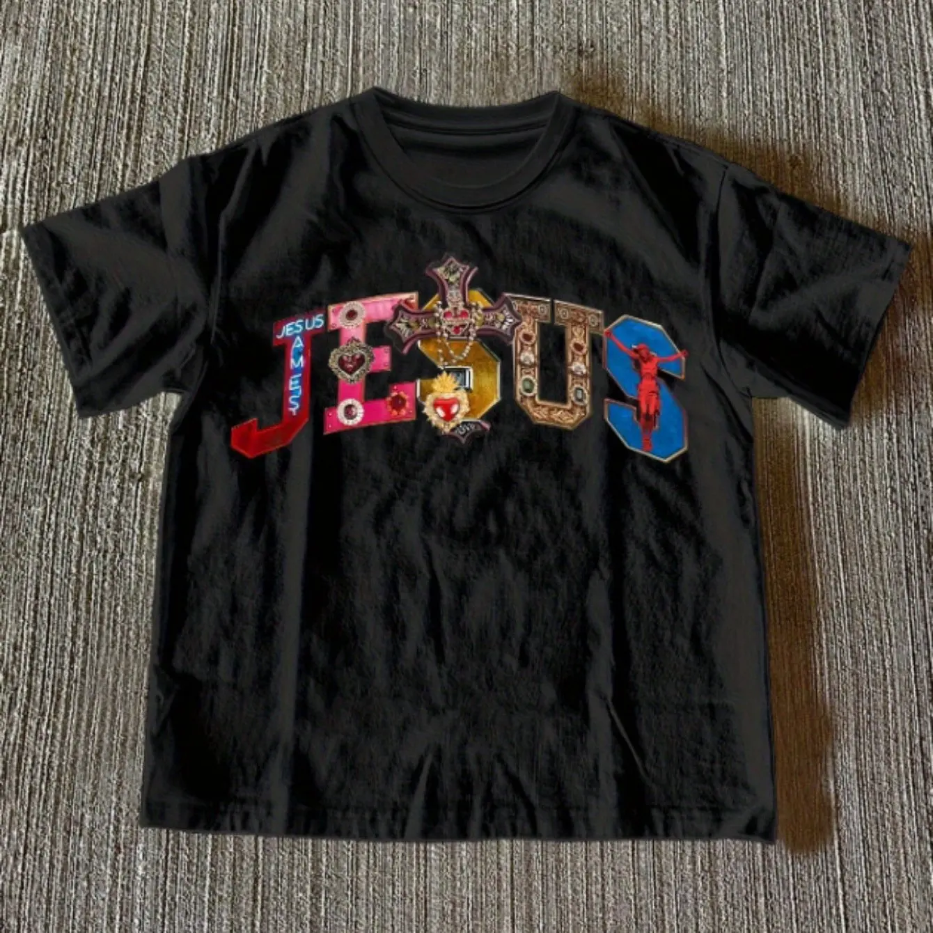 Jesus rettete mich „gedrucktes Damen-T-Shirt, Retro-Stil, lässig, Rundhalsausschnitt, lässiger Modestil, Y2K-Grafik-T-Shirts