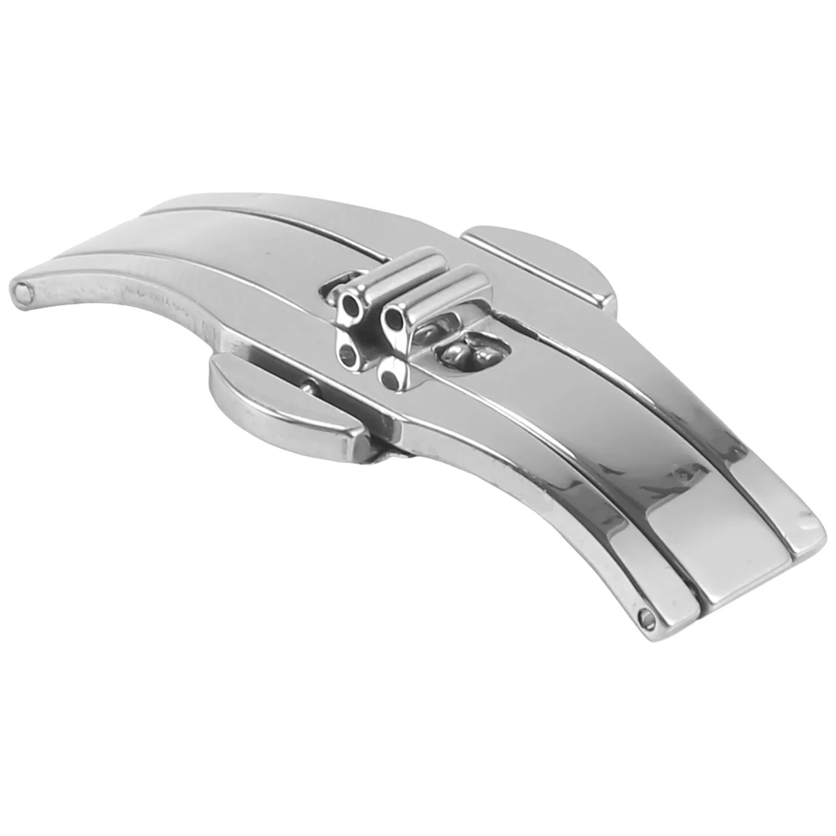 FZFZ Double Push Button Butterfly Clasp Buckle Silver For 21mm Watch Band Strap