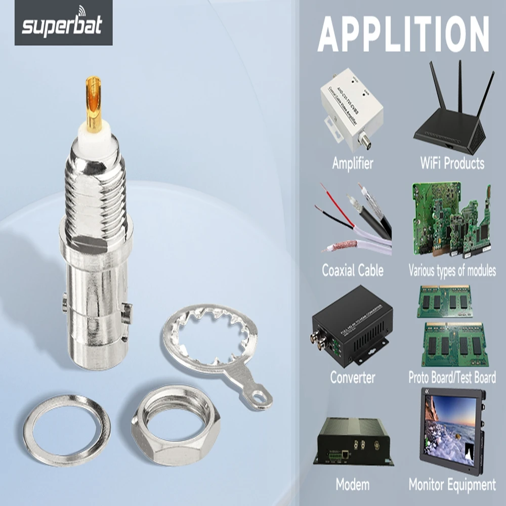 Superbat BNC Front Mount Female Bulkhead with Nut Solder Straight RF Coaxial Connector