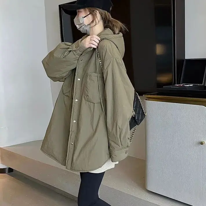 

Новая женская хлопковая одежда для осени и зимы: повседневная рабочая одежда с капюшоном, свободного кроя