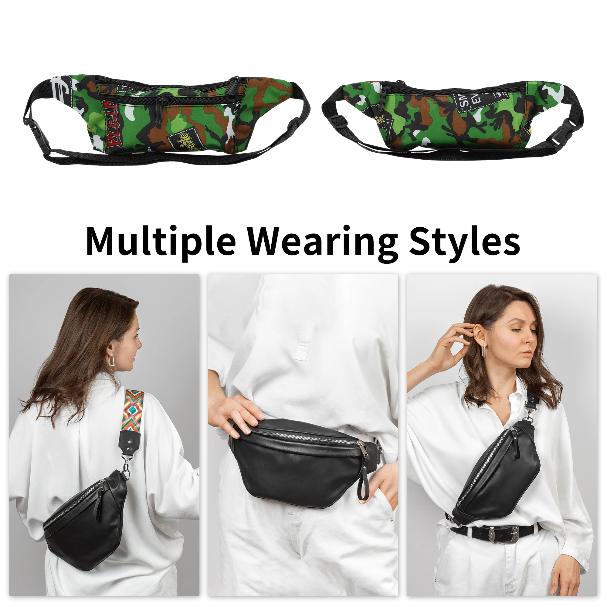 X Autohaux Thin Camo Fanny Pack Green 1 قطعة #2