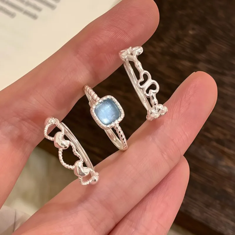 VENTFILLE 925 Sterling Silver Ring For Women Blue Crystal Pattern Butterfly Office Cute Jewelry Gift Dropshipping Wholesale