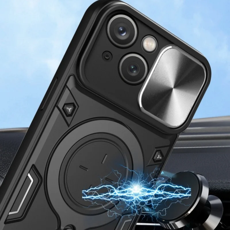 

Slide Camera Lens Protector Armor Case For iPhone 16 15 14 13 12 11 XS XR Plus Pro Max Military Grade Bumpers Ring Cover