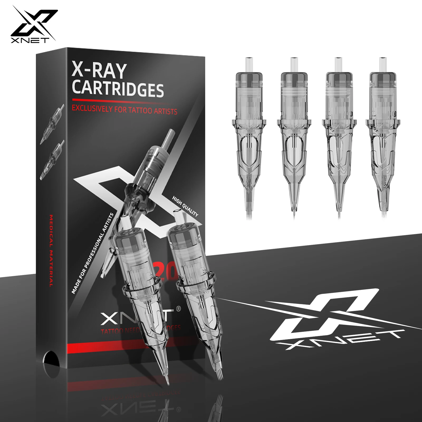 XNET X-RAY Tattoo Cartridge Needles 20pcs Round Magnum RL Disposable Sterilized Safety Tattoo Needles for Rotary Tattoo Machines