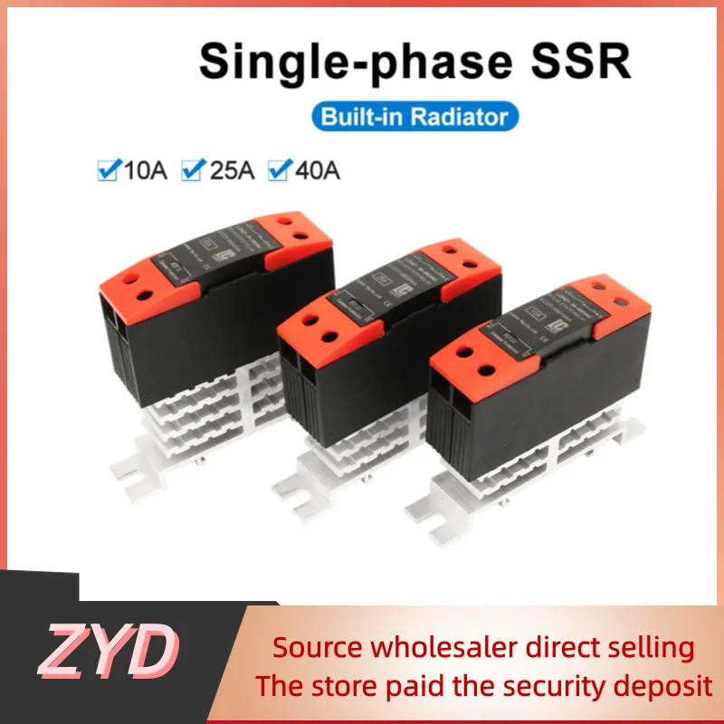 ZYD 10A 25A 40A DIN Rail Solid State Relay Single Phase SSR With Heatsink DC Control AC/ AC Control AC/ DC Control DC
