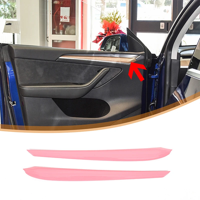 

For Tesla Model 3 Y 2017-2021 ABS Car Center Console side Inner door panel decorative strip Steering Wheel Cover Car Accessories