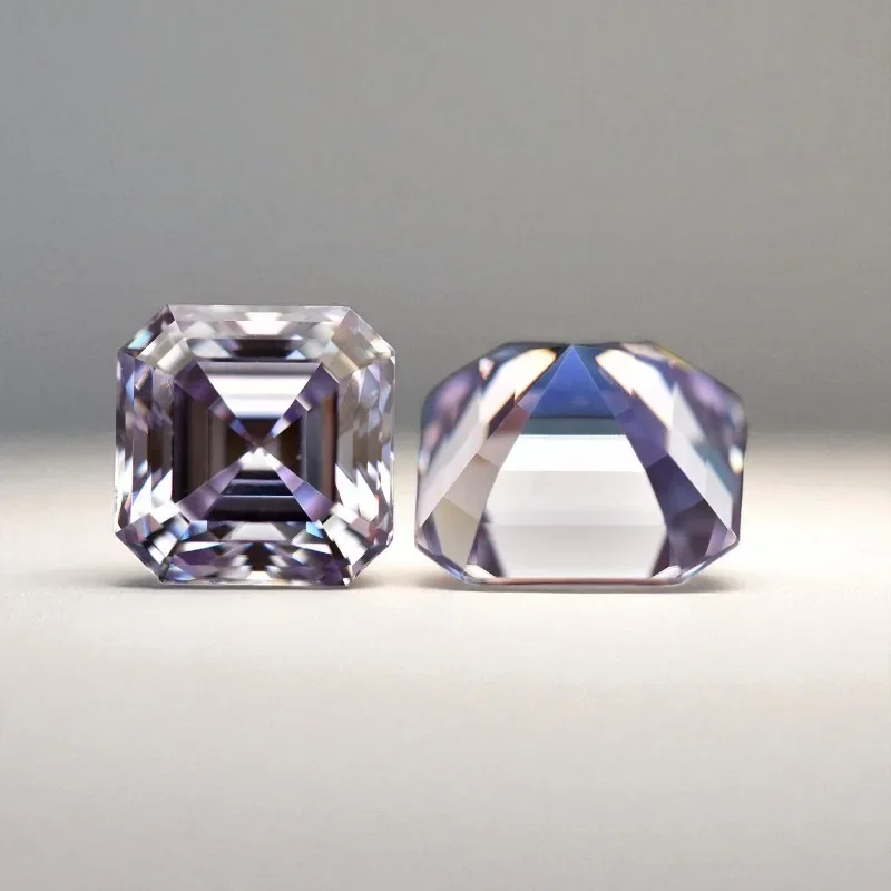 

Moissanite Stone Asscher Cut Light Purple With GRA Certificate Pass Diamonds Tester Gemstones For Jewelry Making