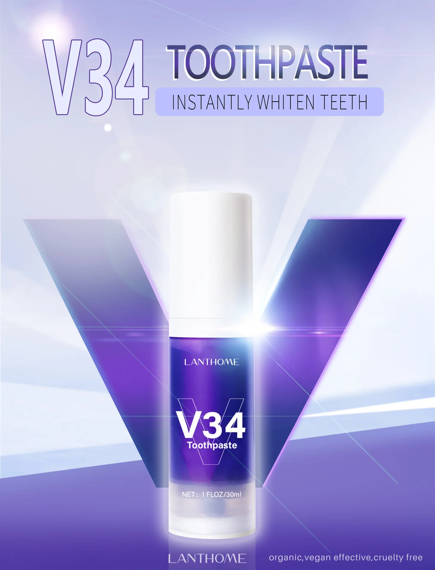 Teeth Whitening Toothpaste Mousse V34 Color Tooth Correction Whitener Teeth Purple Non-invasive Whitening Toothpaste