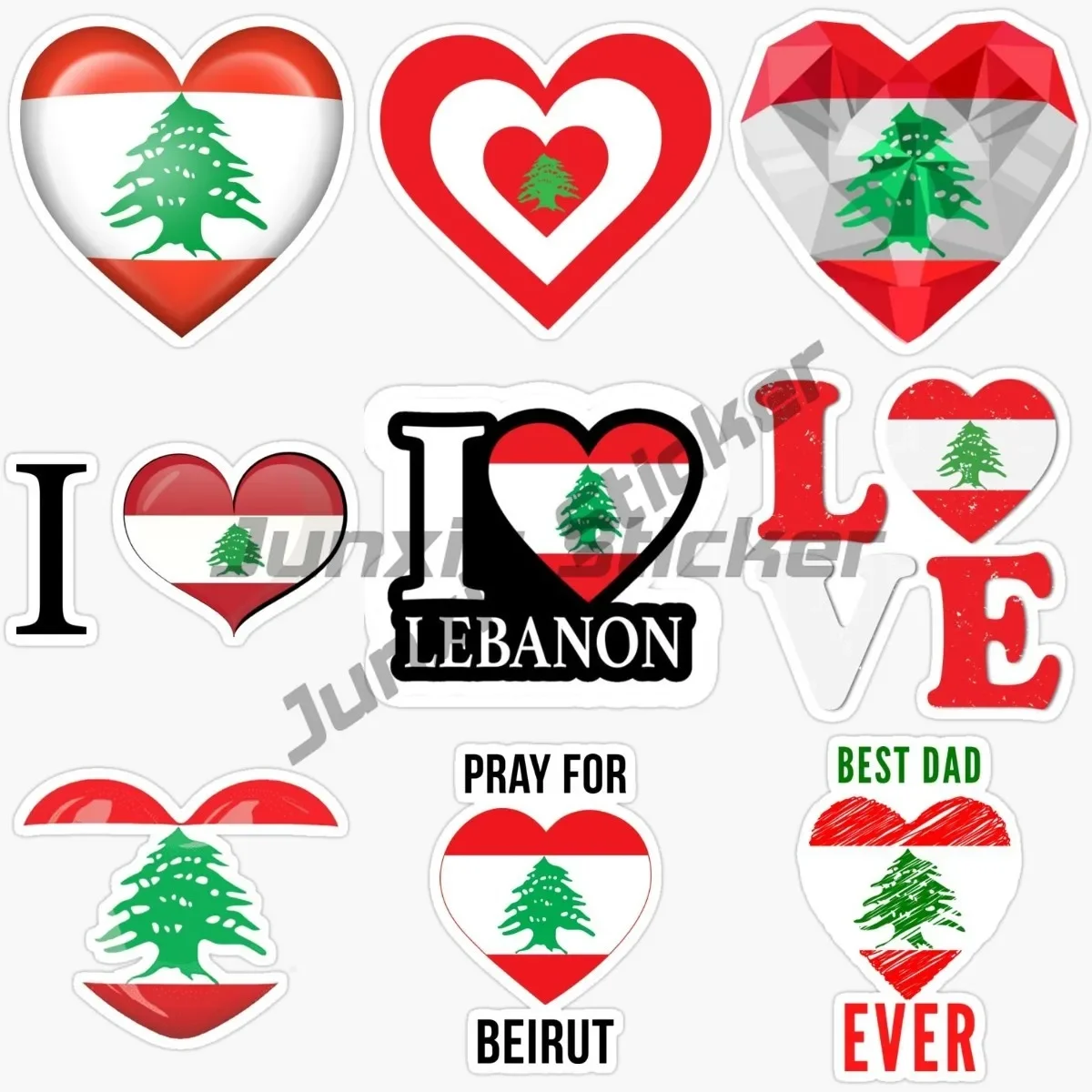 Creative I Love Love Love Lebanon Sticker for Motorcycle Laptop Car Bicycle Wall Table Helmet Boat Fridge Waterproof PVC Decal