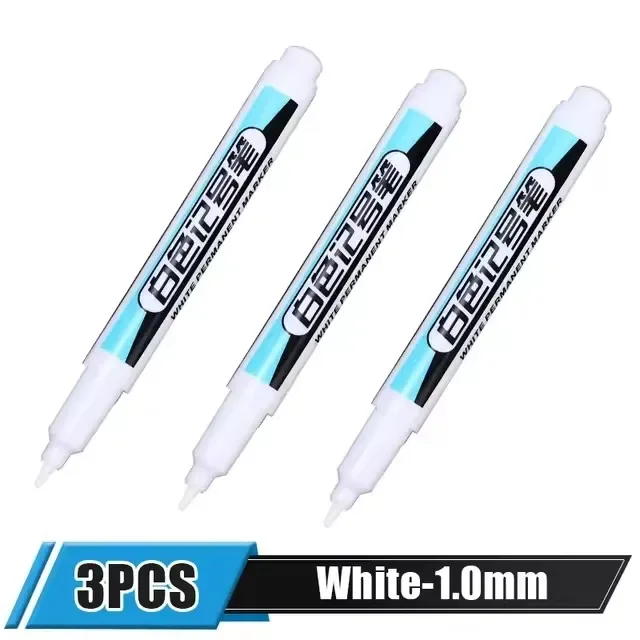 0.7/1.0/2.5MM Witte Permanente Marker Pennen Markers Verf Pen Voor Hout Plastic Leer Glas Steen Metaal kunst Schilderen Leveringen