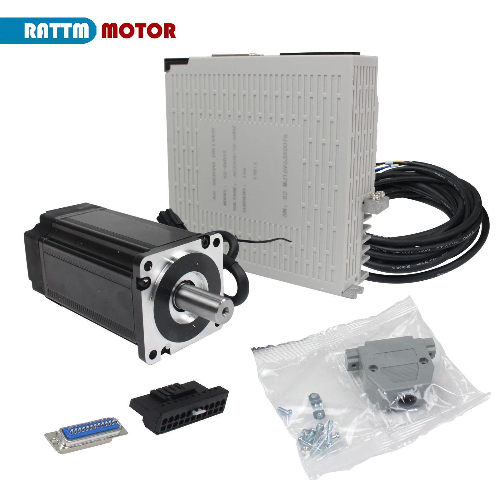 Magnetic Or Optical Encoder 600W AC Servo Motor 1.91 N.m CNC Set Kit With Brake + Driver + 3M Cable