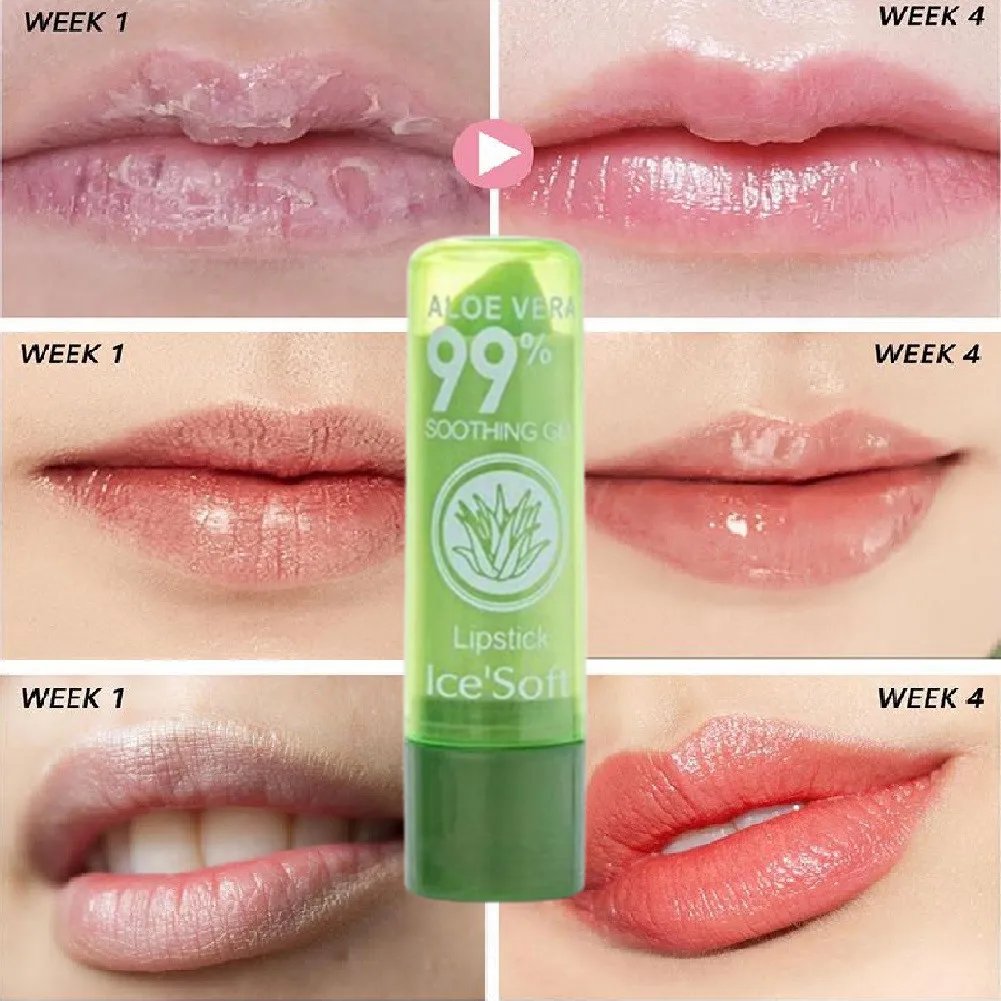 Aloe Vera Discolored Lip Balm Magic Color Changing Moisturizing Girl Jelly Lipstick Nourishing Gloss Lasting Makeup Lipstick