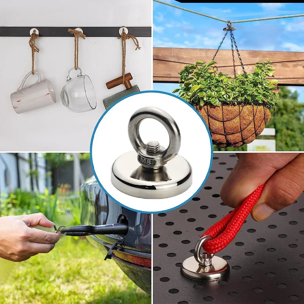 Neodymium Magnet Super Strong Magnet  N52 Iman Magnetic Fishing Magnets with Countersunk Hole Eyebolt for Salvage Magnetic Fish image 6