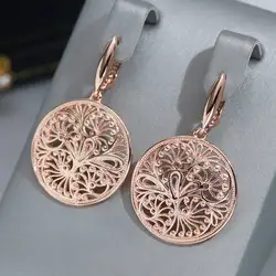 Wbmqda Hollow Metal Flower Long Drop Earrings For Women 585 Rose Gold Color Vintage Ethnic Dubai Jewelry Accessories