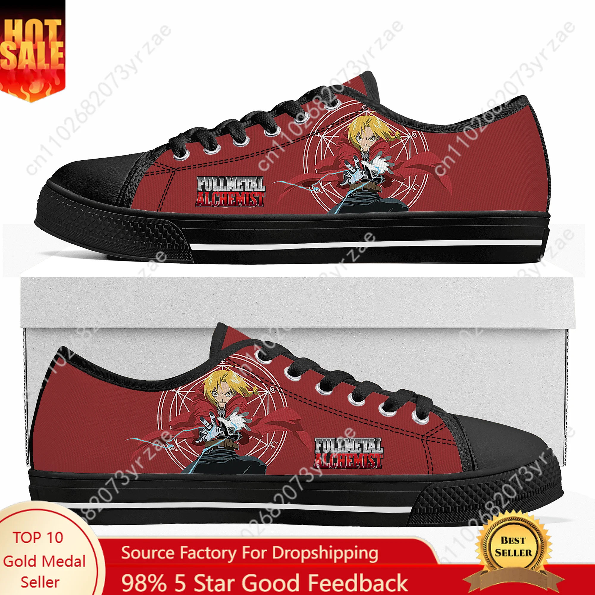 

Fullmetal Alchemist Low Top High Quality Sneakers Mens Womens Teenager Canvas Sneaker Casual Fashion Animation Shoe Custom Shoes
