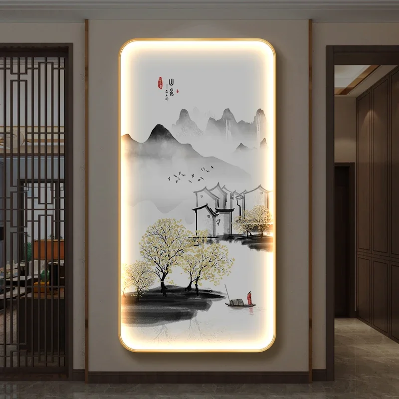 Modern Crystal Porcelain LED Wall Lamps - Exquisite Landscape Mural Lights with Lustre for Corridor, Teahouse & Living Room