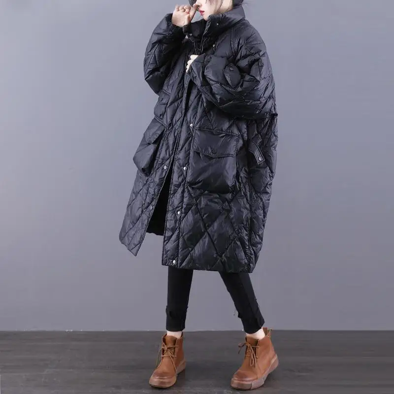 

Белый ду пуховик средней длины с воротником-стойкой, женский зимний новый свободный дэт больших размеров Thiened Multiple kets Sli