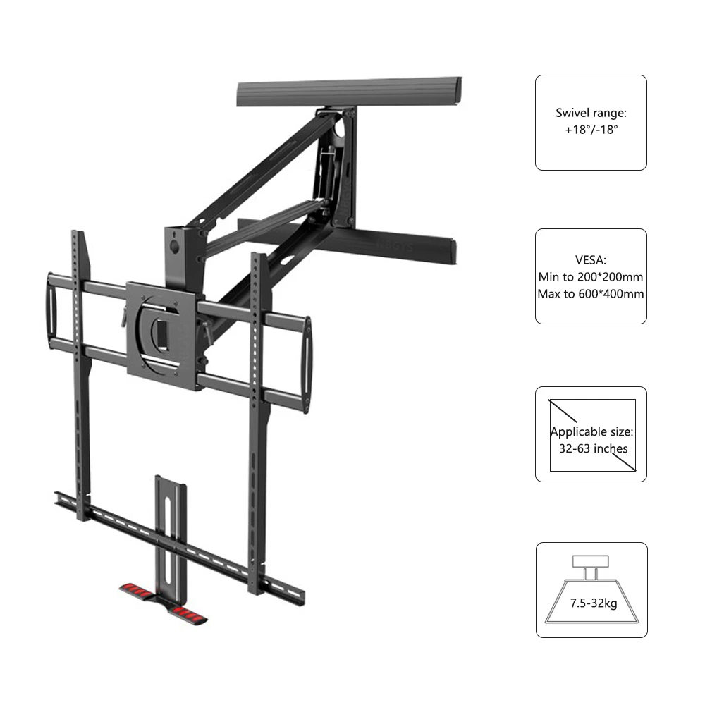 TV Bracket 32-63-Inch Lifting Gas Spring Hydraulic Wall-Mounted Fireplace TV Bracket MAM-600