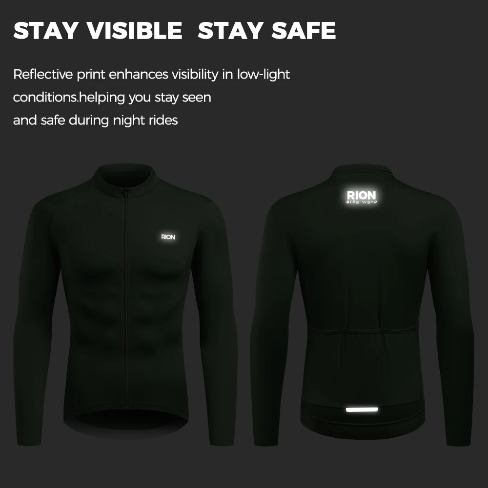 RION Cycling Jersey Men's MTB Shirts Pro Bicycle Clothing Mountain Bike Clothes T-Shirt Male Top UPF50+ UV-reactive Long Sleeve