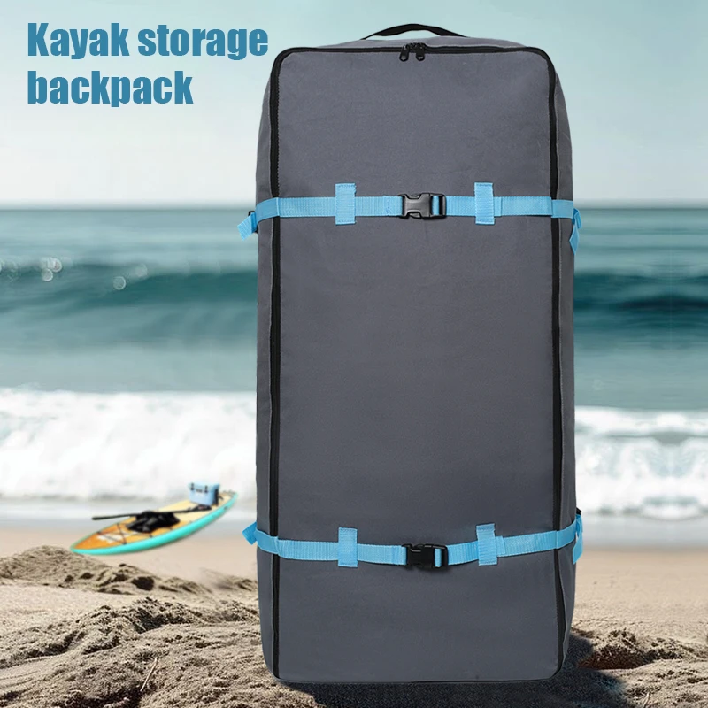 Gray Oxford Cloth Paddle Board Backpack with External Reinforced Straps, Inflatable Surfboard Backpack, Portable Kayak Water Sports Equipment Large-Capacity Storage Bag