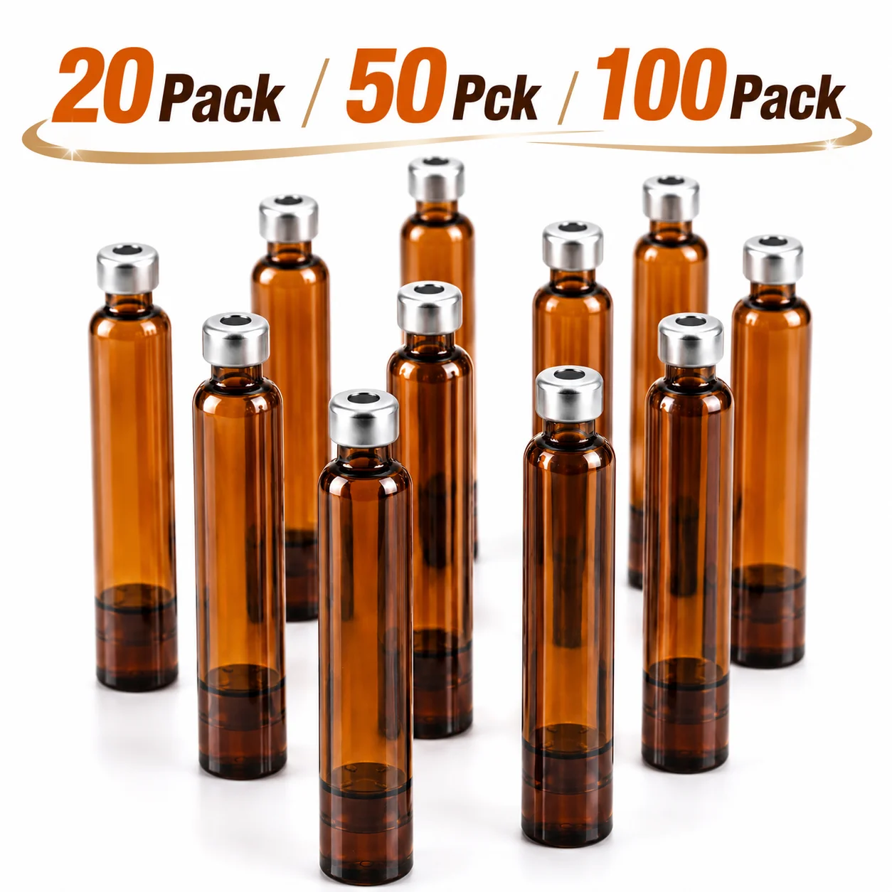 Kostenloser Versand 20Stk./50Stk./100Stk. 3ml Bernsteinfarbene Glaspatrone Sterile Kassettenflasche für Lilly Gansulin Injektionspen – Detail 1