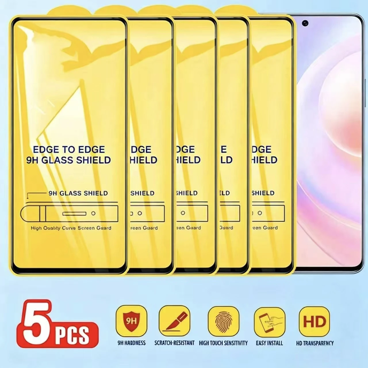 1-5Pcs 9D High Definition Full Coverage Screen Protector For iPhone 17 17Pro Max 17Pro 16Pro 16e 15Plus 14 13 12 11 17Air XR