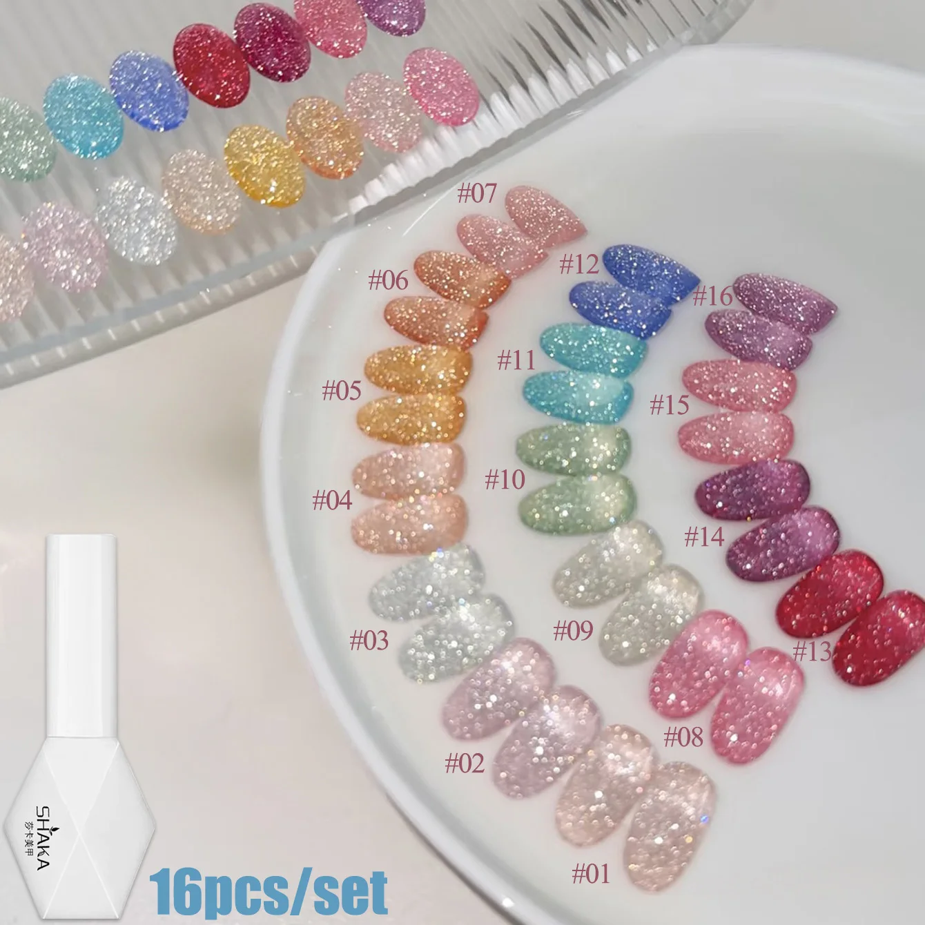1 pièces SHAKA automne urbain cassé diamant rose bleu Gel vernis à ongles 2025 nouveau Super Flash réfléchissant paillettes Gel à ongles
