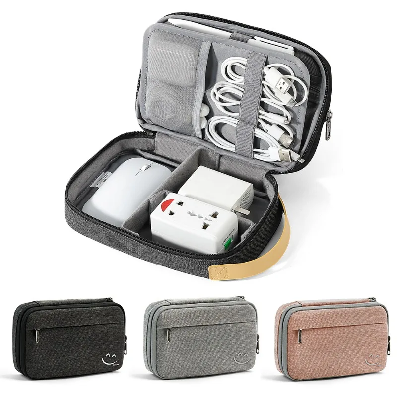 Portable travel data line manager, charger storage bag, electronic accessories storage, waterproof and multi-layer storage.