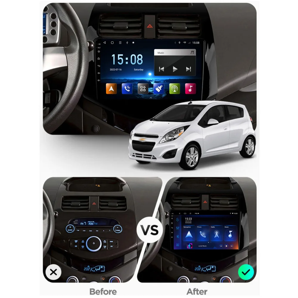 8+128 Android 10.0 Car Radio For Chevrolet Spark Beat Matiz Creative 2010 - 2014 Auto Accessories GPS WIFI Stereo No 2din DVD HU