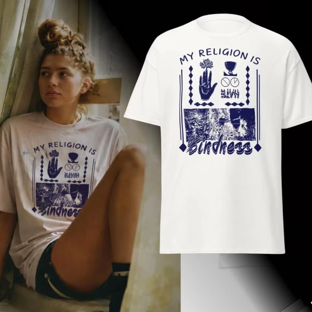 Women Rue Euphoria Inspired Kindness Graphic T-Shirt Spiritual Boho Meditation Trendy Casual Short Sleeve Tops,soft cotton tee