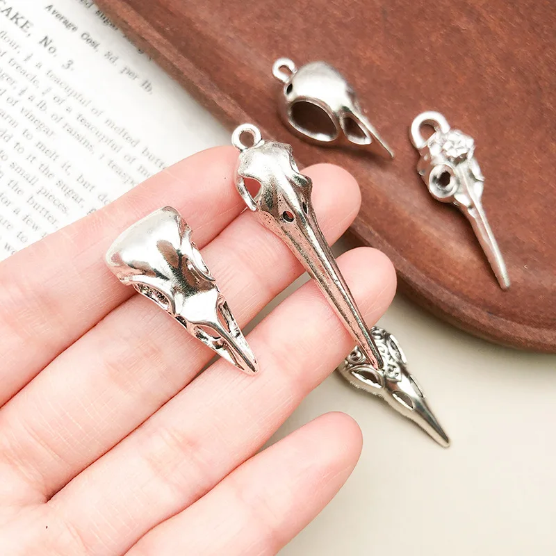 5pcs/Lot Vintage Gothic Halloween Bird Charms Skull Skeleton Head Pendants For DIY Earring Necklace Jewelry Making Supplies