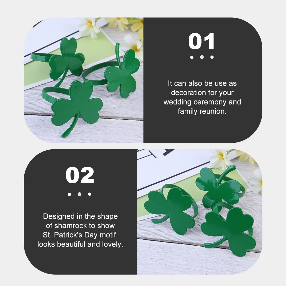 

6 шт., кольца для салфеток с клевером, декоративные пряжки для салфеток из цинкового сплава премиум-класса для обеденного стола, держатель для салфеток, элегантное украшение для мероприятий