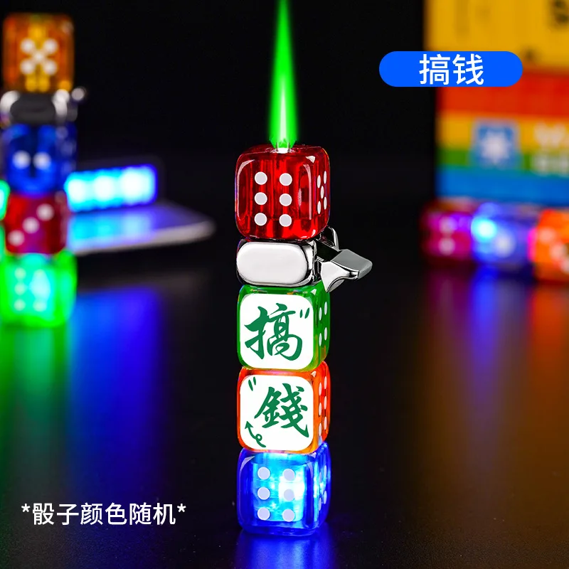 Personalized stylish and cool lighter with light-emitting feature cigarette lighter in dice shape windproof lighter as a gift