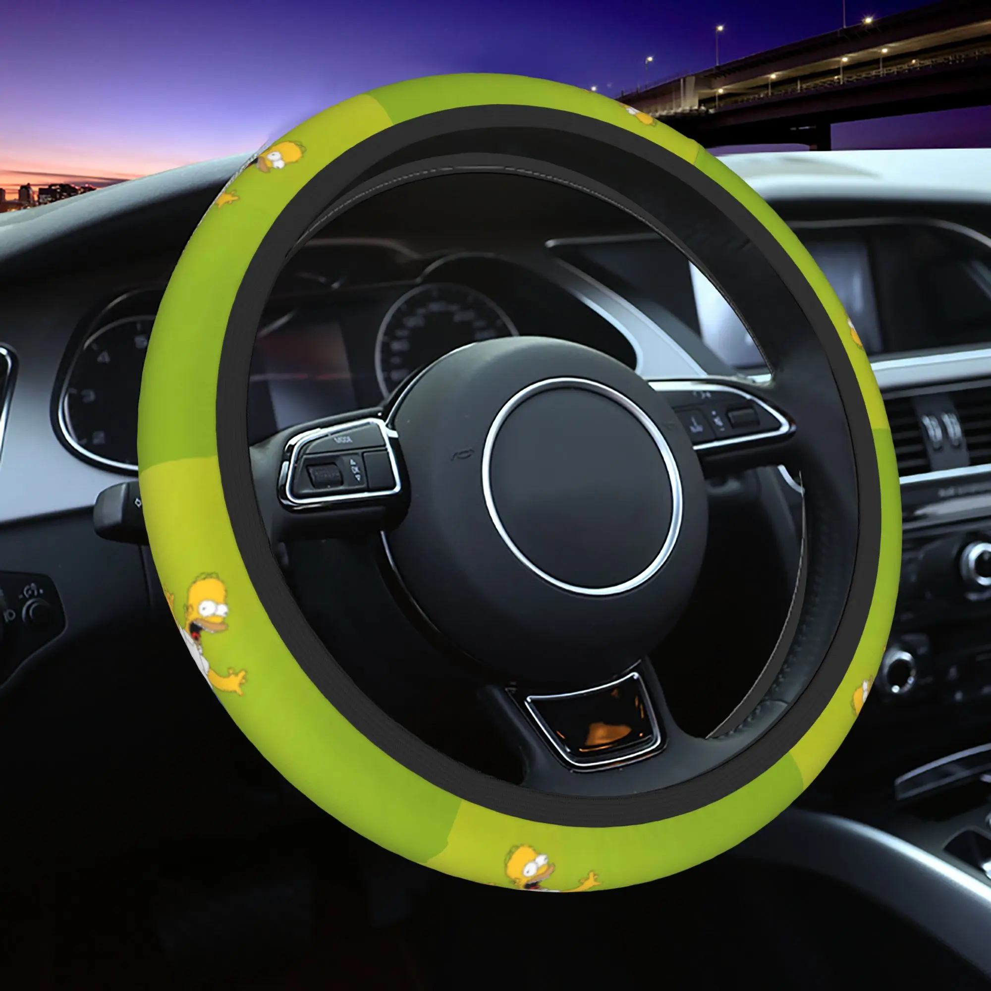 Simpsons Cartoon Car Steering Wheel Cover 38cm Anti-slip  Steering Wheel Protective Cover Car-styling Steering-Wheel Accessories