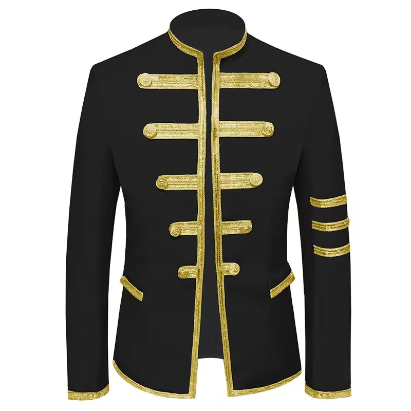 Red Black Gold Striped Double Breasted Cardigan Jacket Nightclub Bar Male Singer Dance Stage Performance Costume Men Fashion Top