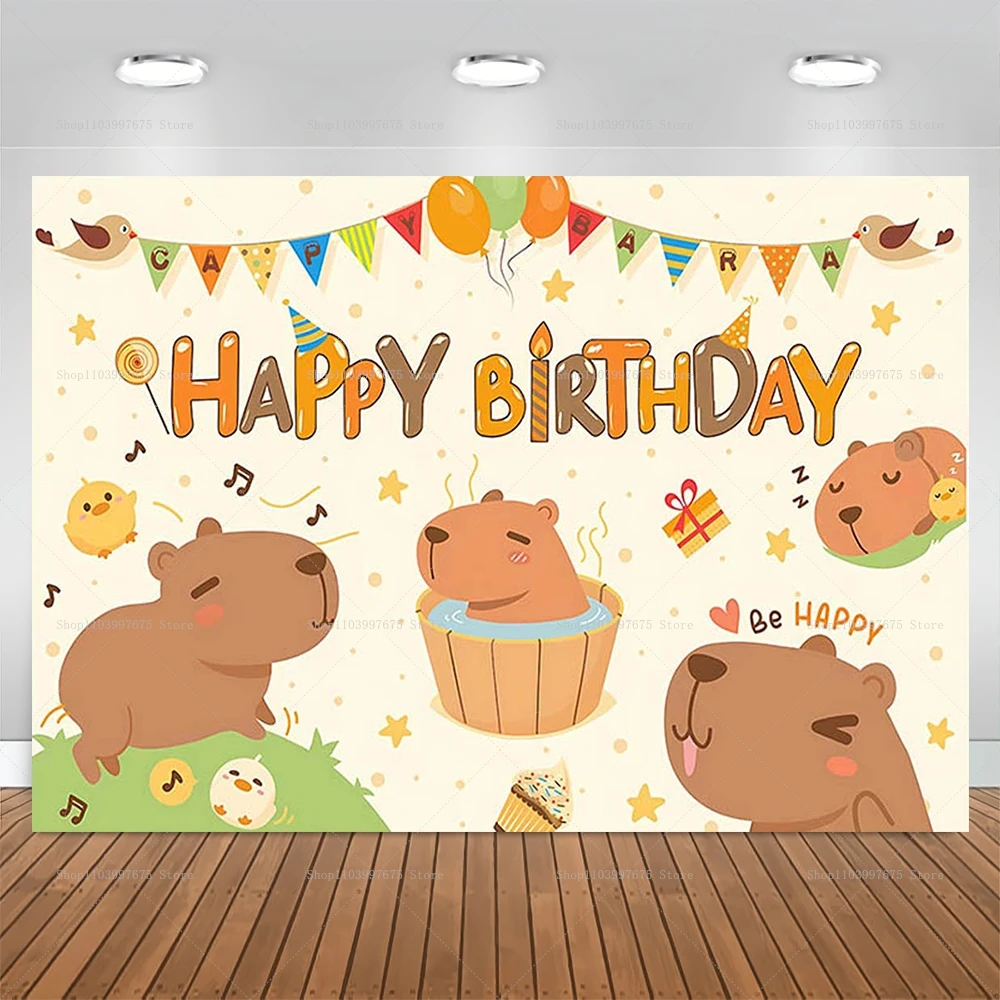 Cute Capybara Theme Backdrop Children\'s Birthday Party Decoration Supplies Photography Background Baby Shower Photo Booth Props