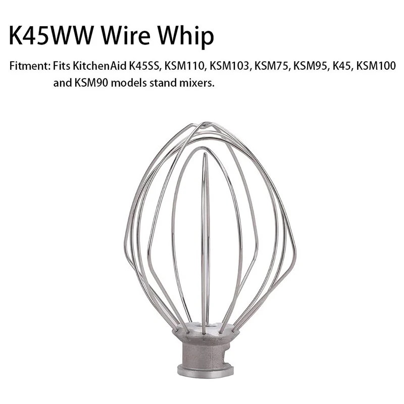 K45DH Dough Hook K45B Coated Flat Beater K45WW Wire Whip Fit for Stand Mixer with 4.5Qt 5 Qt Bowl for Kitchen Aid image 2